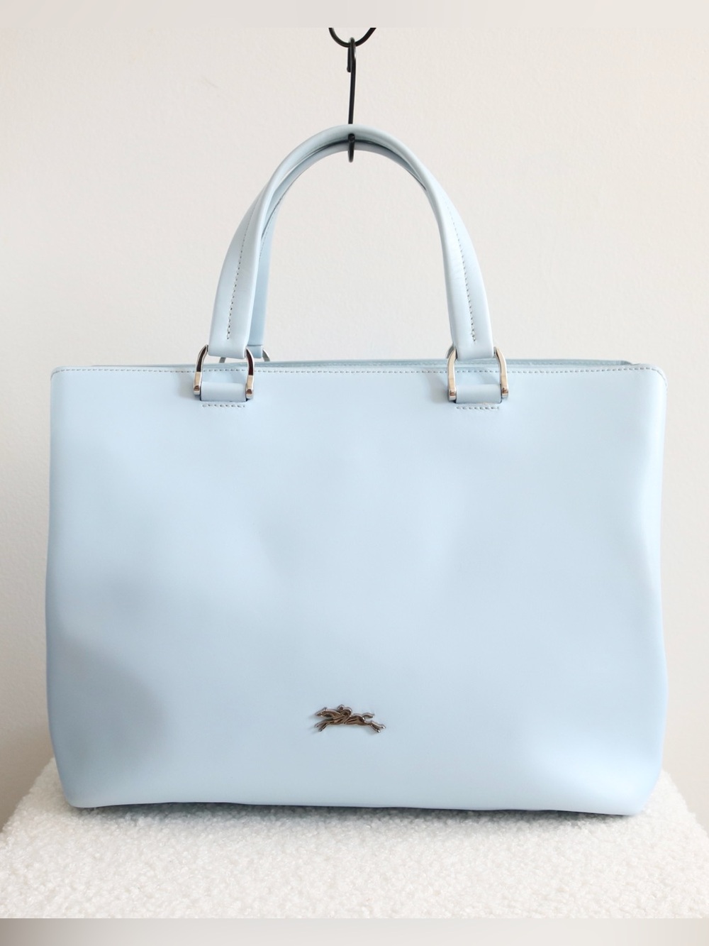 Longchamp Honore Leather Tote Baby Blue